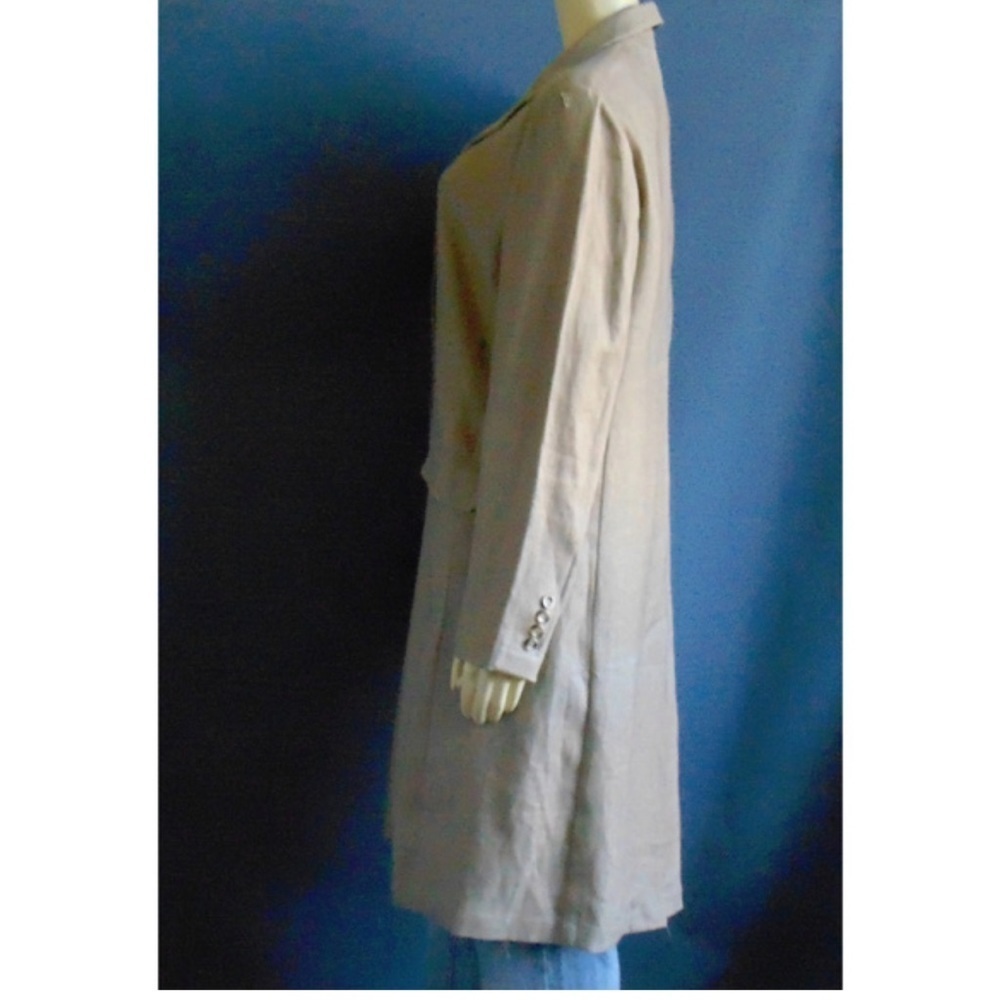 Sundance 100% Linen Duster Coat Khaki Longline Jacket Coastal Capsule Sz Medium - Picture 5 of 12